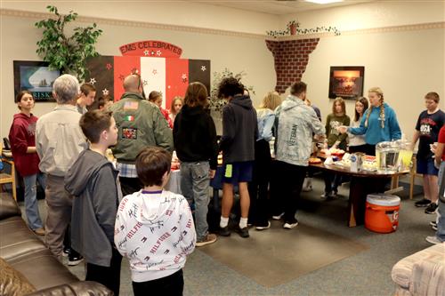 Veterans and students enjoy the EMS NJHS Veterans Day luncheon 